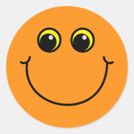 Pegatina Redonda Cara anaranjada sonriente de la emoji