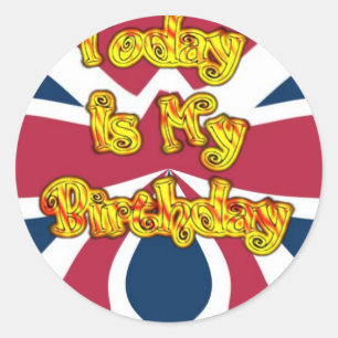 Pegatina Redonda Cara arriba-Hakuna Matata Hoy es mi cumpleaños.jpg