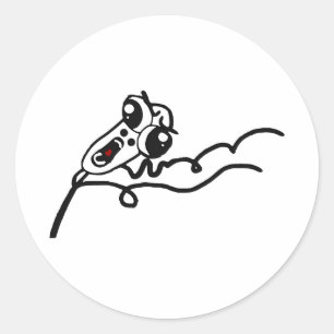 Pegatina Redonda Cara asustada FUNCIONAMIENTO Meme cómico de la