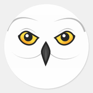 Pegatina Redonda Cara Birdorable de lechuza nevada