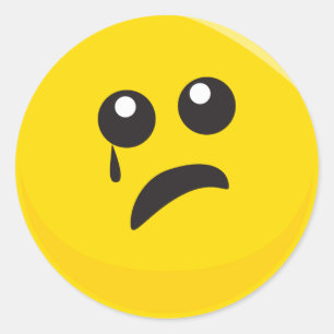 Pegatina Redonda Cara Bonita Llorando Triste