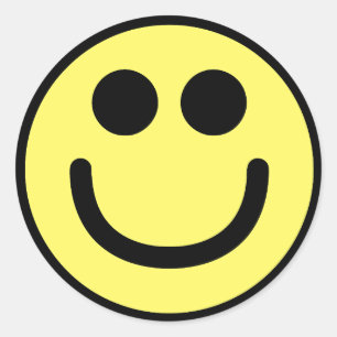 Pegatina Redonda Cara clásica amarilla