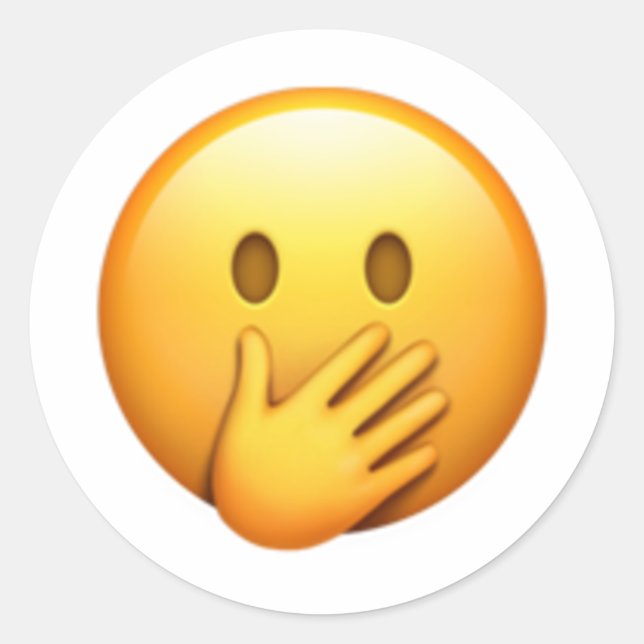 Pegatina Redonda Cara con boca sobre mano - Emoji (Anverso)