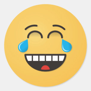 Pegatina Redonda Cara con lágrimas de alegría