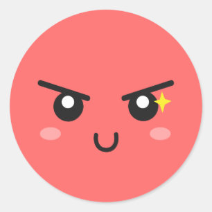 Pegatina Redonda Cara dañosa con la chispa malvada