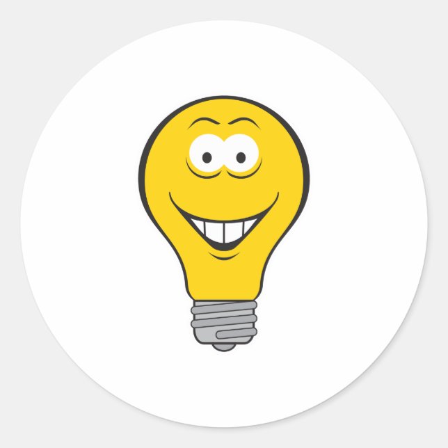 Pegatina Redonda Cara de bombilla de luz (Anverso)