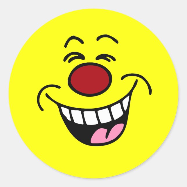 Pegatina Redonda Cara de burla (Anverso)
