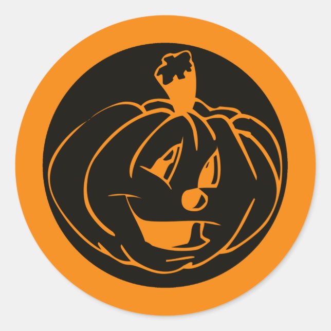 Pegatina Redonda Cara de calabaza (Anverso)