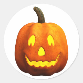 Pegatina Redonda Cara de calabaza de Halloween - Feliz