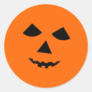 Pegatina Redonda Cara de calabaza suave Jack o Lantern Halloween