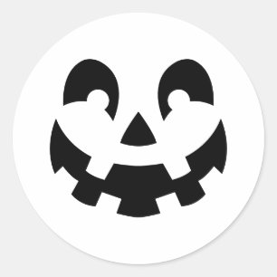 Pegatina Redonda Cara de calabaza tallada simple silueta Halloween