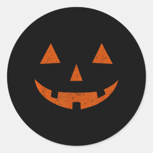 Pegatina Redonda Cara de calabaza vintage Jack o Lantern JackoLante