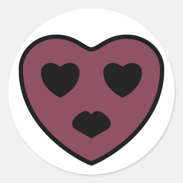 Pegatina Redonda Cara de corazón (Anverso)
