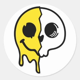 Pegatina Redonda Cara de cráneo sonriente