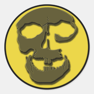 Pegatina Redonda Cara de cráneo y productos de luna llena