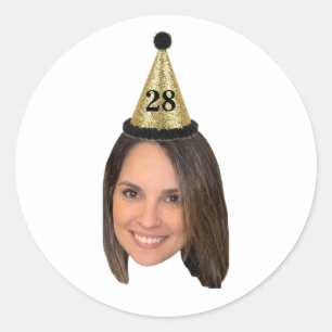 Pegatina Redonda Cara de Cumpleaños Personalizada con Foto Personal