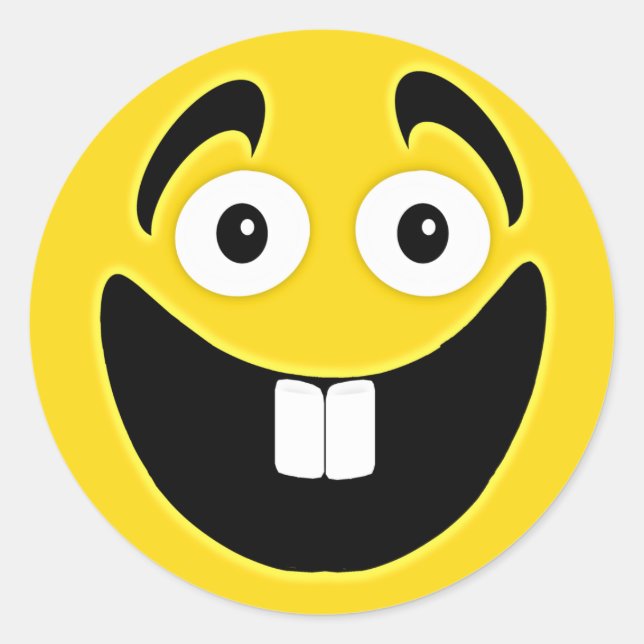 Pegatina Redonda Cara de dos dientes delanteros amarillos (Anverso)