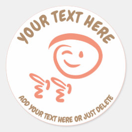 Pegatina Redonda Cara de Emoji de Winger con plantilla de doodle de