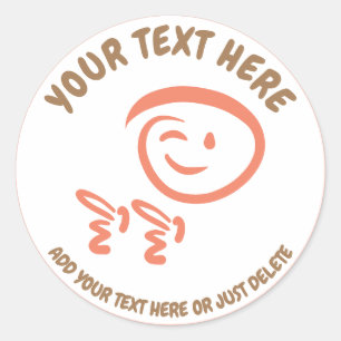 Pegatina Redonda Cara de Emoji de Winger con plantilla de doodle de
