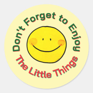 Pegatina Redonda Cara de Emoji Feliz Amarillo Disfruta las Pequeñas