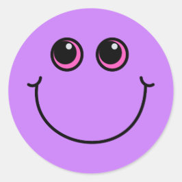Pegatina Redonda Cara de Emoji Purple Sonriente