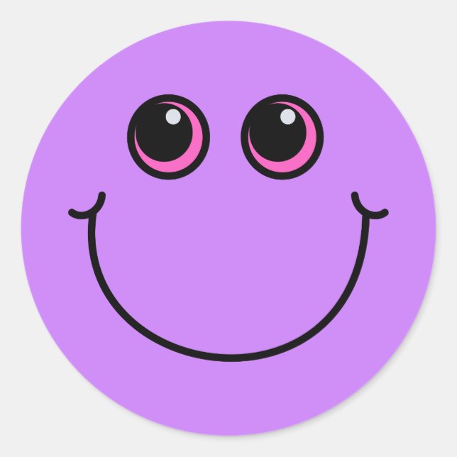Pegatina Redonda Cara de Emoji Purple Sonriente (Anverso)