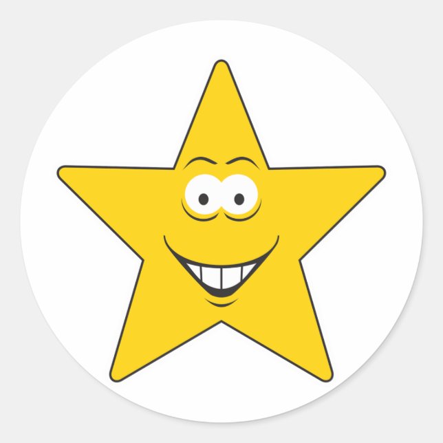 Pegatina Redonda Cara de estrella (Anverso)