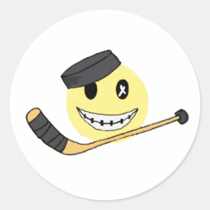 PEGATINA REDONDA CARA DE HOCKEY