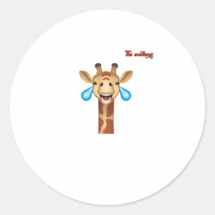Pegatina Redonda cara de jirafa feliz de emoji