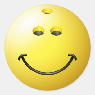 Pegatina Redonda Cara de la bola de bolos