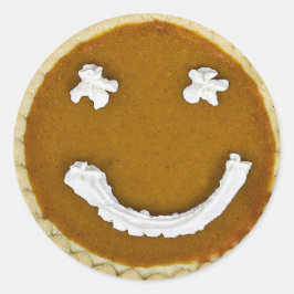 Pegatina Redonda Cara de la piel de la calabaza de Acción de Gracia