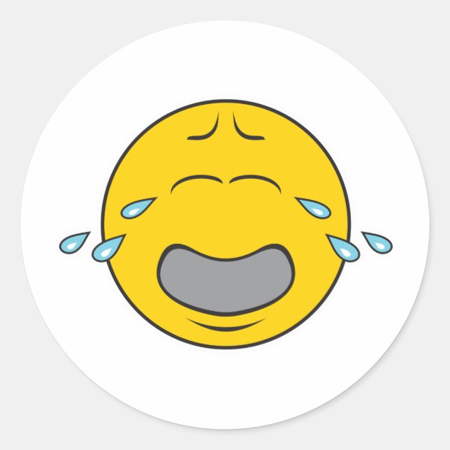 Pegatina Redonda Cara de llanto llorante (Anverso)