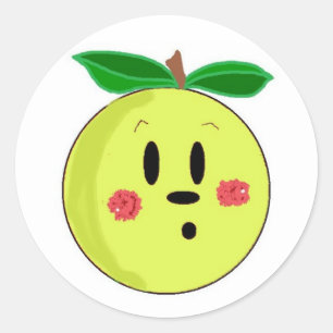 Pegatina Redonda Cara de Manzana Golden Delicious