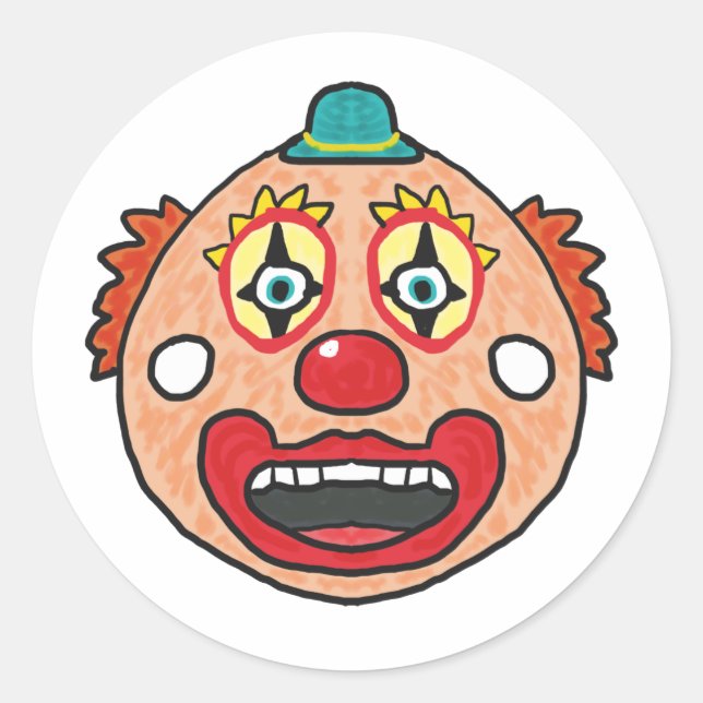 Pegatina Redonda Cara de payaso (Anverso)