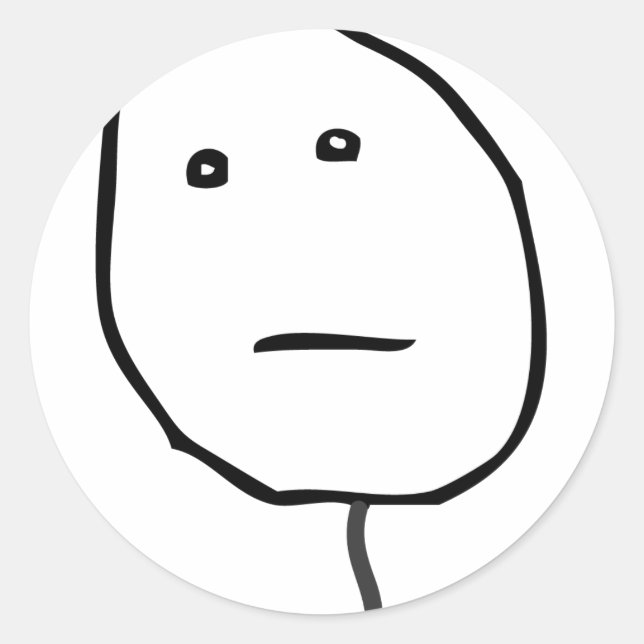 Pegatina Redonda Cara de póquer (Anverso)