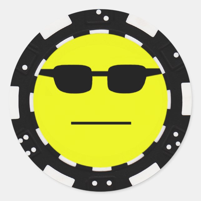Pegatina Redonda cara de póquer (Anverso)