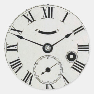 Pegatina Redonda Cara de reloj del vintage
