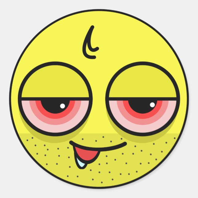 Pegatina Redonda Cara de resaca (Anverso)