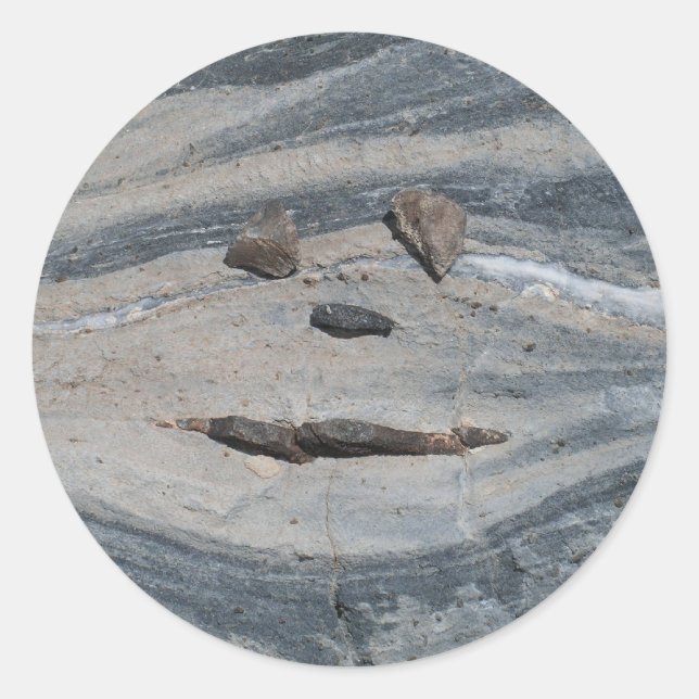 Pegatina Redonda Cara de rock feliz (Anverso)