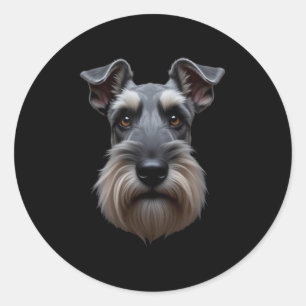 Pegatina Redonda Cara de Schnauzer Dog Schnauzer