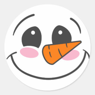 Pegatina Redonda Cara de Snowman