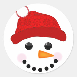 Pegatina Redonda Cara de Snowman