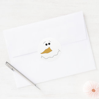 Pegatina Redonda Cara de Snowman
