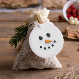 Pegatina Redonda Cara de Snowman ilustrada y suave