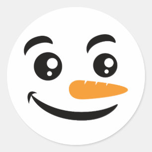 Pegatina Redonda Cara de Snowman sonriente