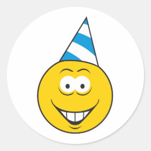 Pegatina Redonda Cara de Sombrero de Cumpleaños