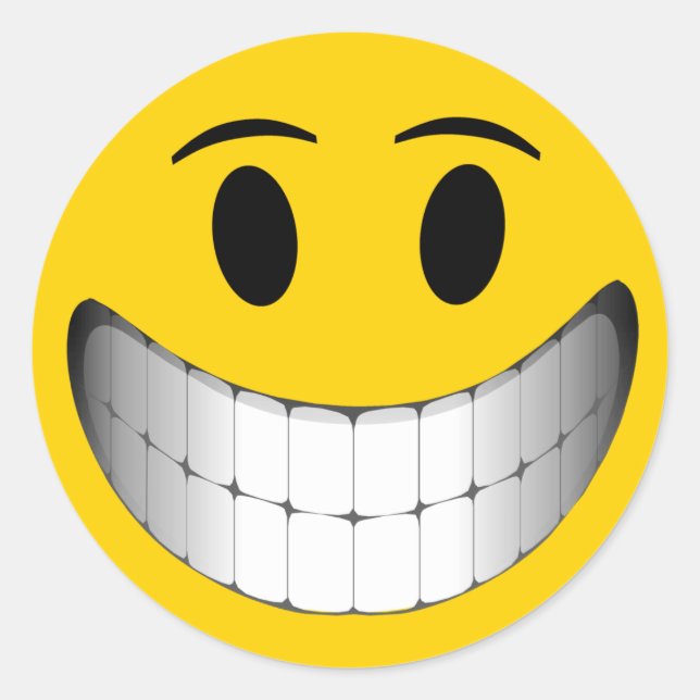 Pegatina Redonda Cara de sonrisa amarilla (Anverso)