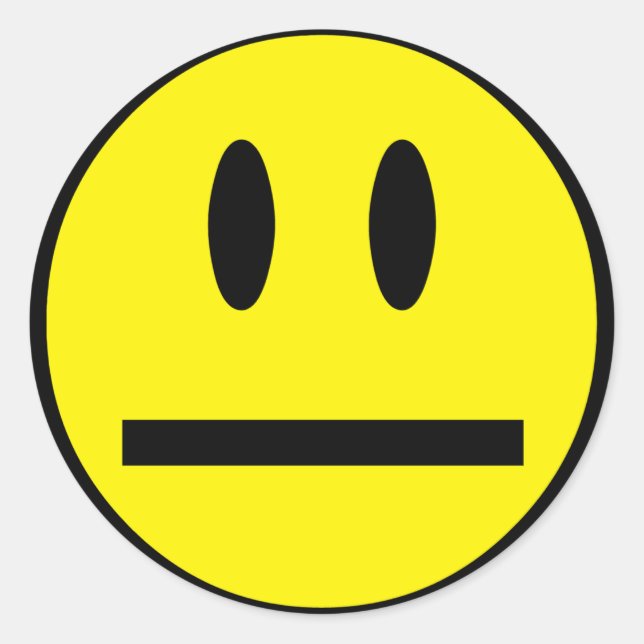 Pegatina Redonda Cara de sonrisa en blanco (Anverso)