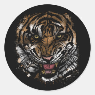 Pegatina Redonda Cara de tigre