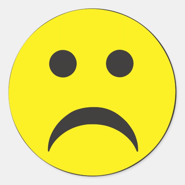 Pegatina Redonda Cara de tristeza infeliz (Anverso)